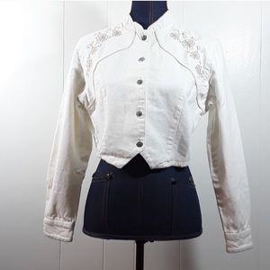 Vintage Ozark Mountain white crop denim  jacket